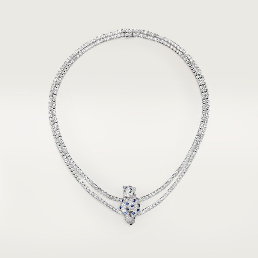 panthère de cartier necklace sapphire multi-wear paved