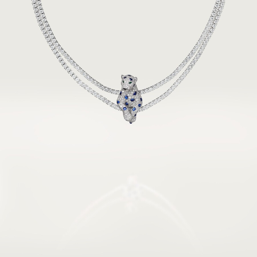 panthère de cartier necklace sapphire multi-wear paved