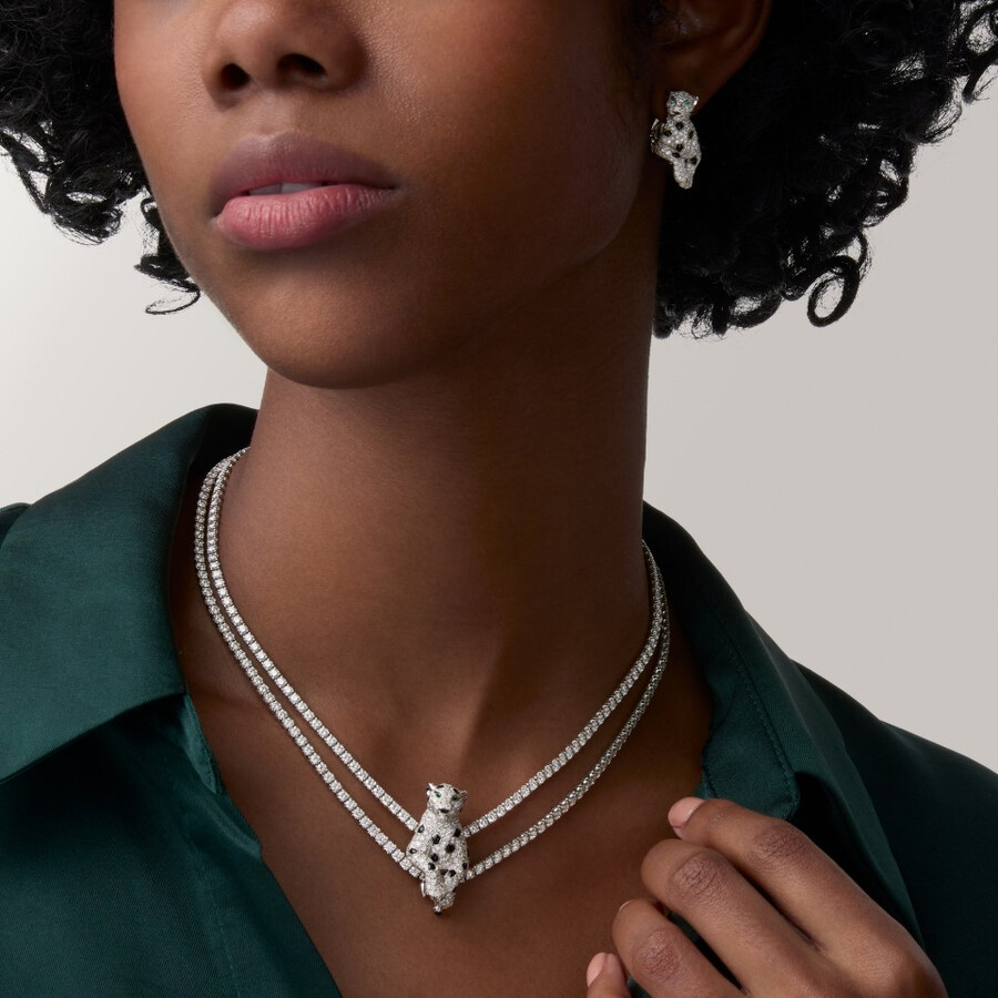 panthère de cartier necklace multi-wear paved