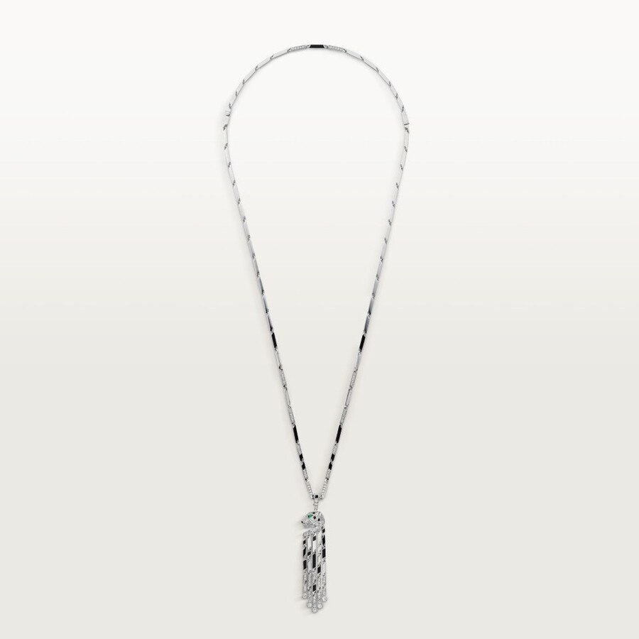 panthère de cartier long necklace small model paved