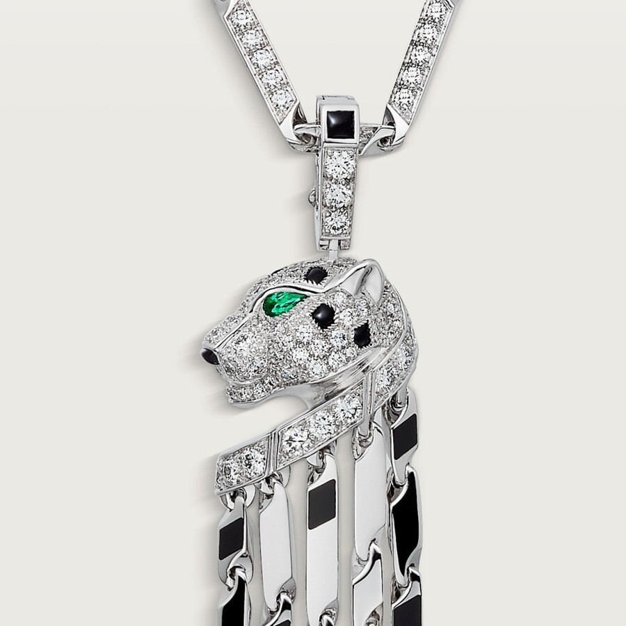 panthère de cartier long necklace small model paved