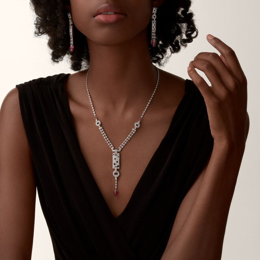 panthère de cartier necklace rubellite paved