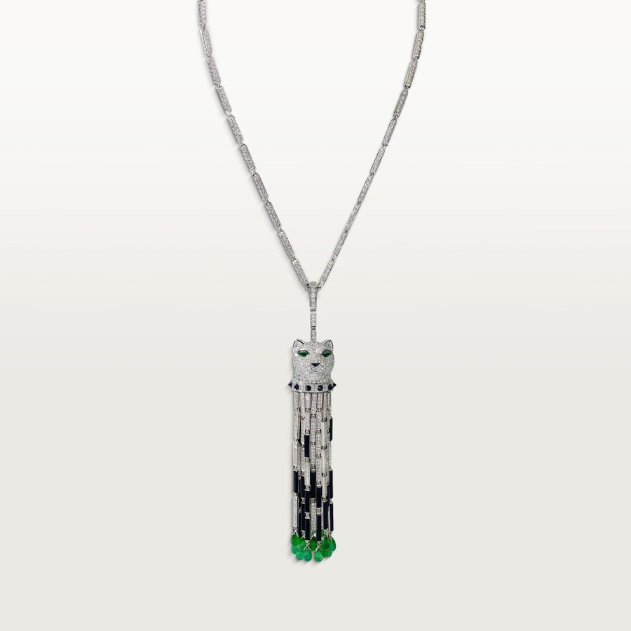 panthère de cartier long necklace emerald multi-wear large model paved