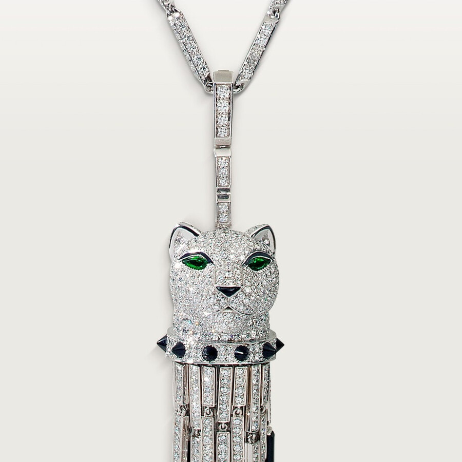 panthère de cartier long necklace emerald multi-wear large model paved