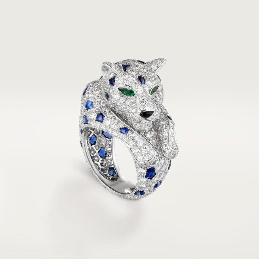 panthère de cartier ring sapphire paved