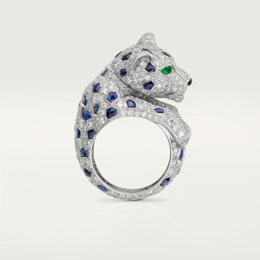 panthère de cartier ring sapphire paved