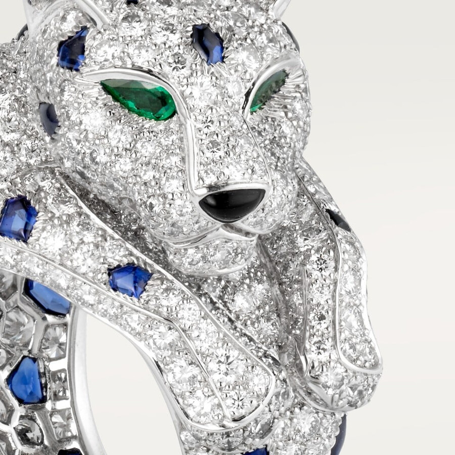 panthère de cartier ring sapphire paved