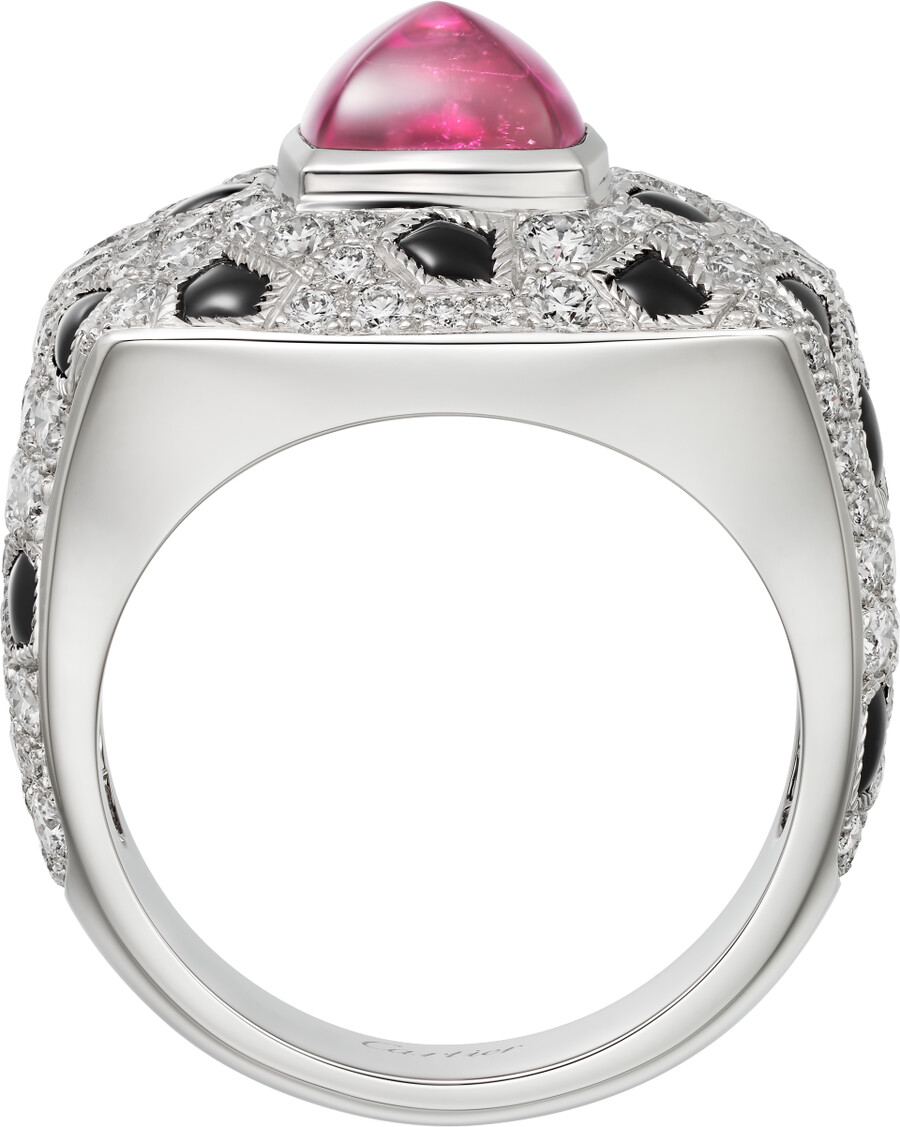 panthère de cartier ring sugarloaf-cut rubellite small model paved