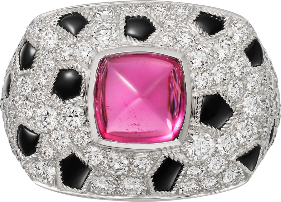 panthère de cartier ring sugarloaf-cut rubellite small model paved