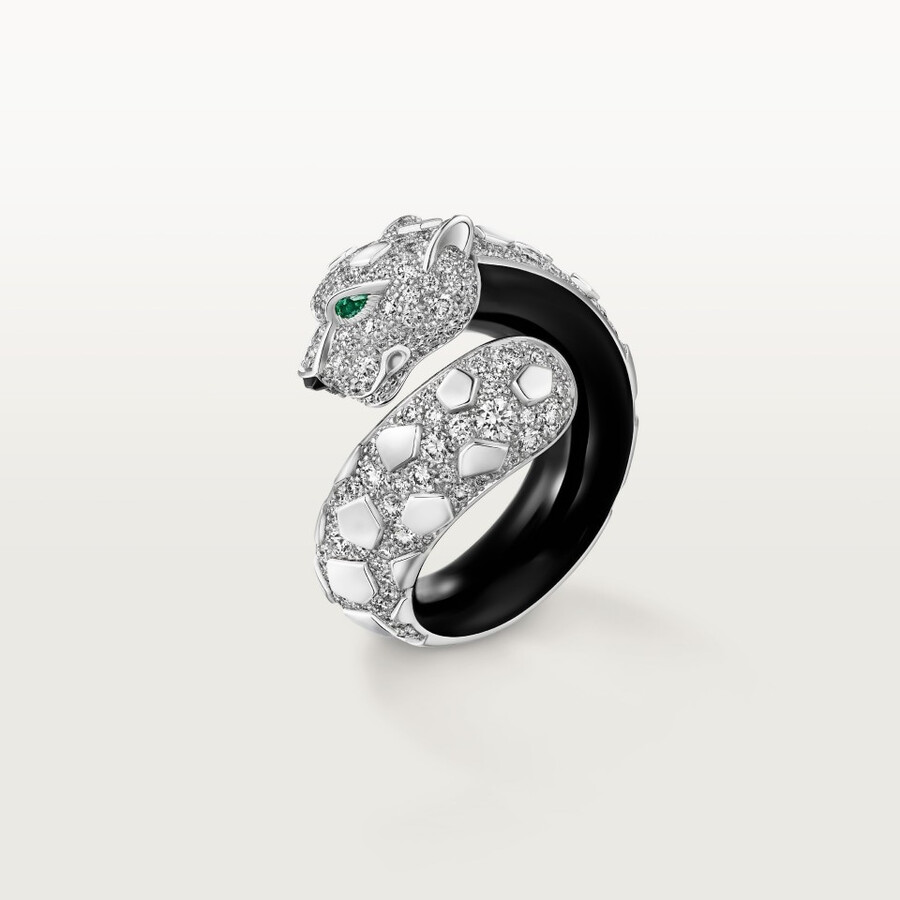 panthère de cartier ring black lacquer paved