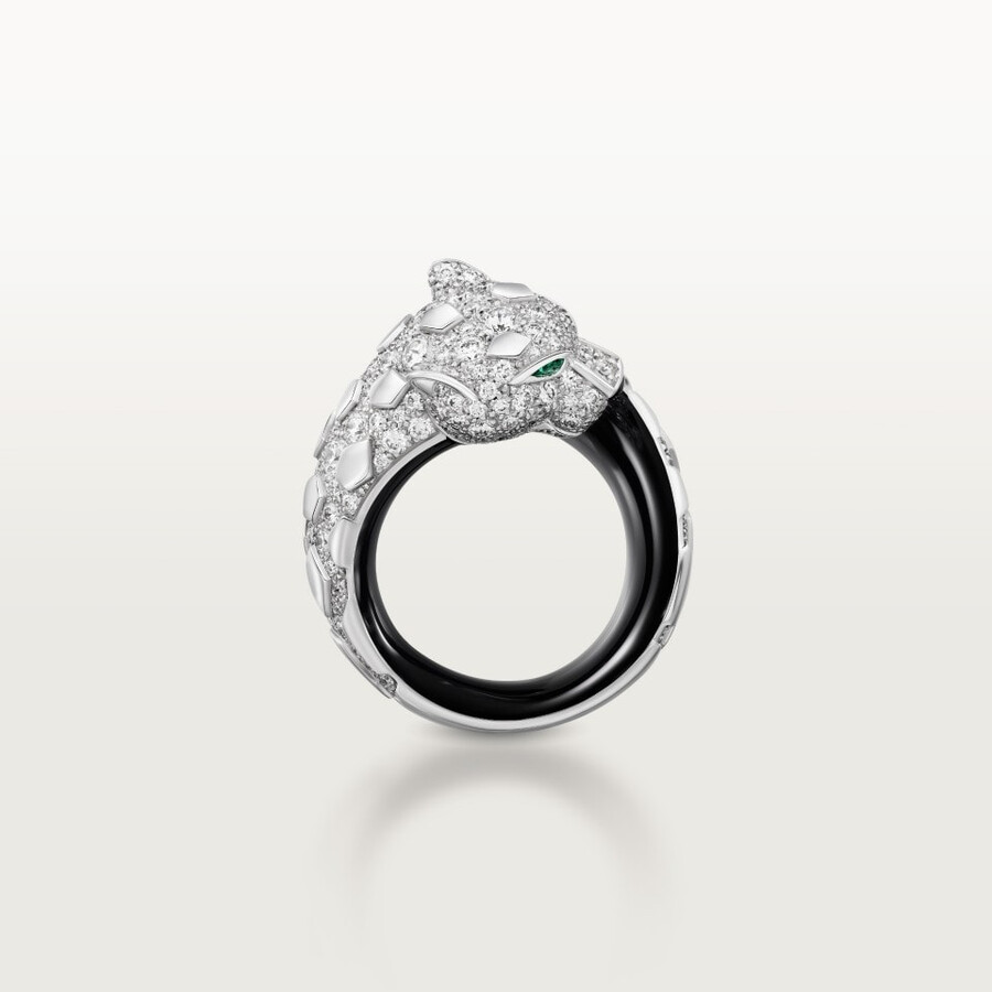 panthère de cartier ring black lacquer paved
