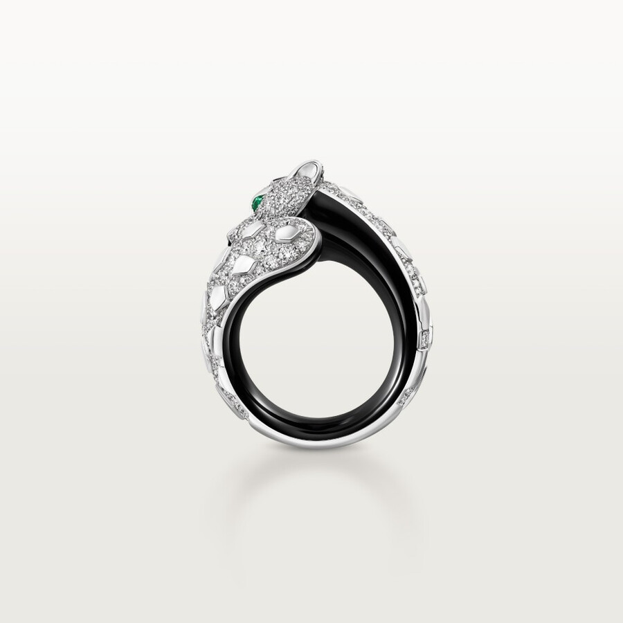 panthère de cartier ring black lacquer paved