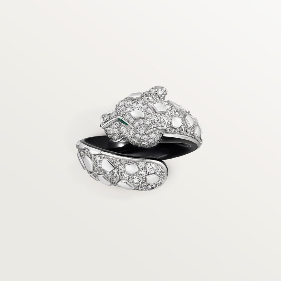 panthère de cartier ring black lacquer paved