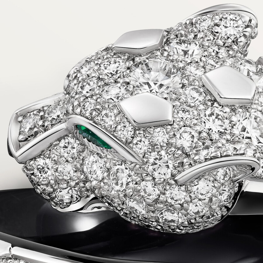 panthère de cartier ring black lacquer paved