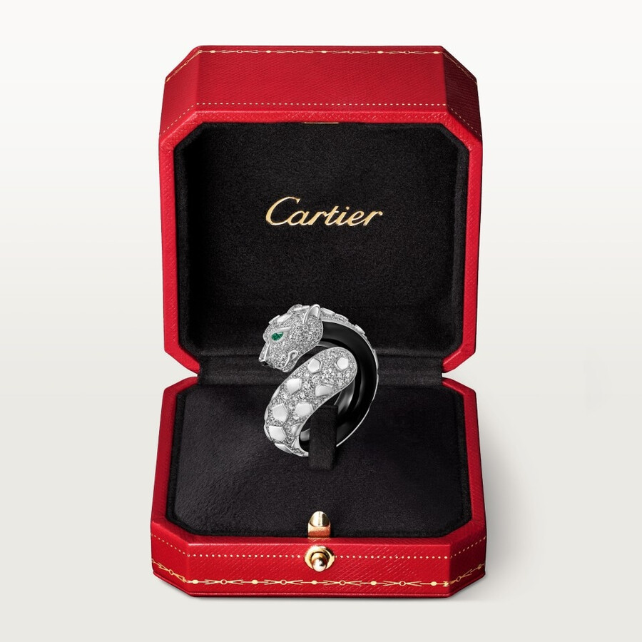 panthère de cartier ring black lacquer paved