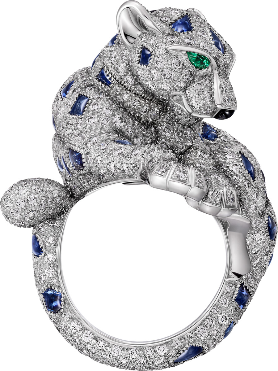 panthère de cartier ring sapphire paved