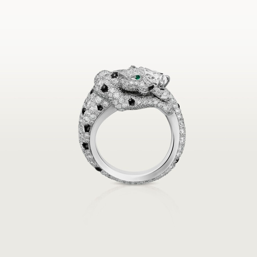 panthère de cartier ring cushion-cut diamond paved