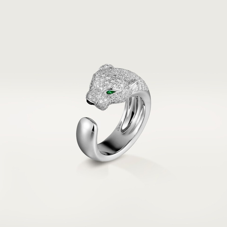 panthère de cartier ring medium model half-paved