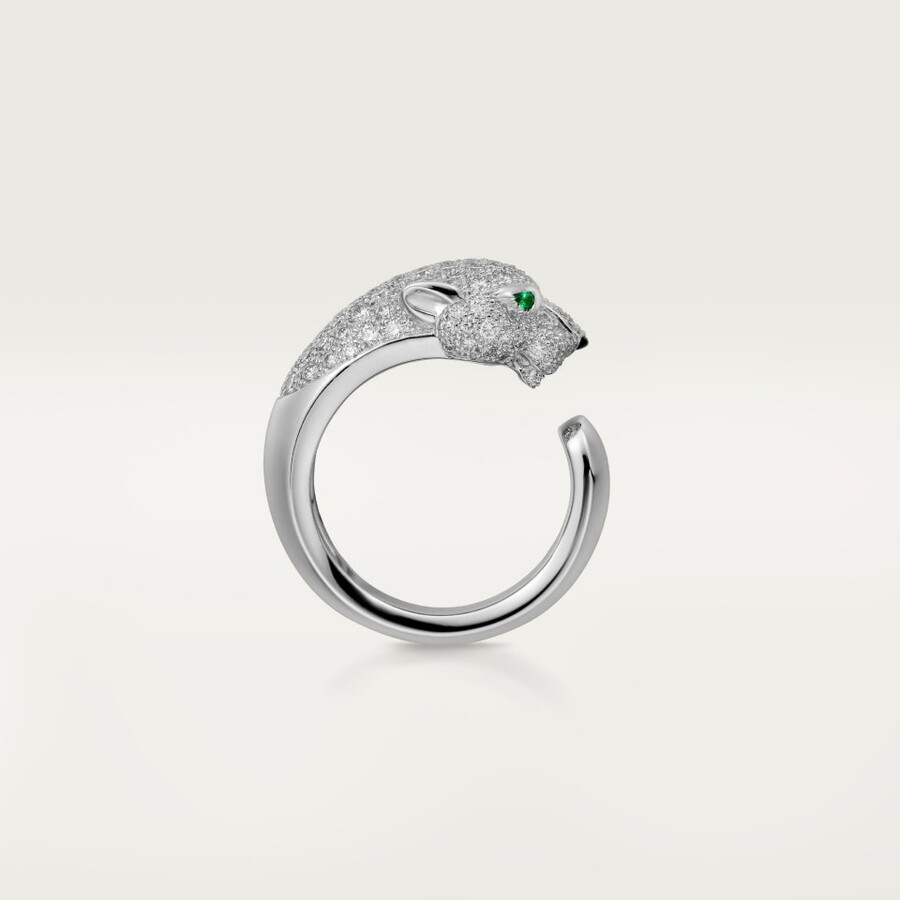 panthère de cartier ring medium model half-paved