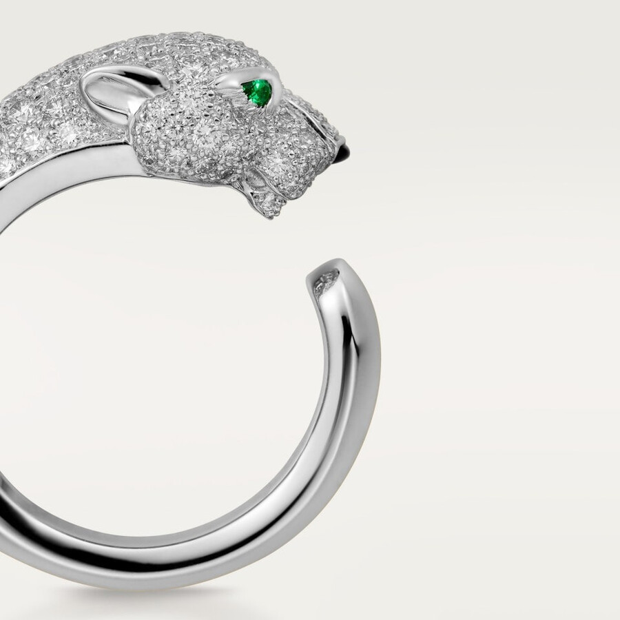 panthère de cartier ring medium model half-paved