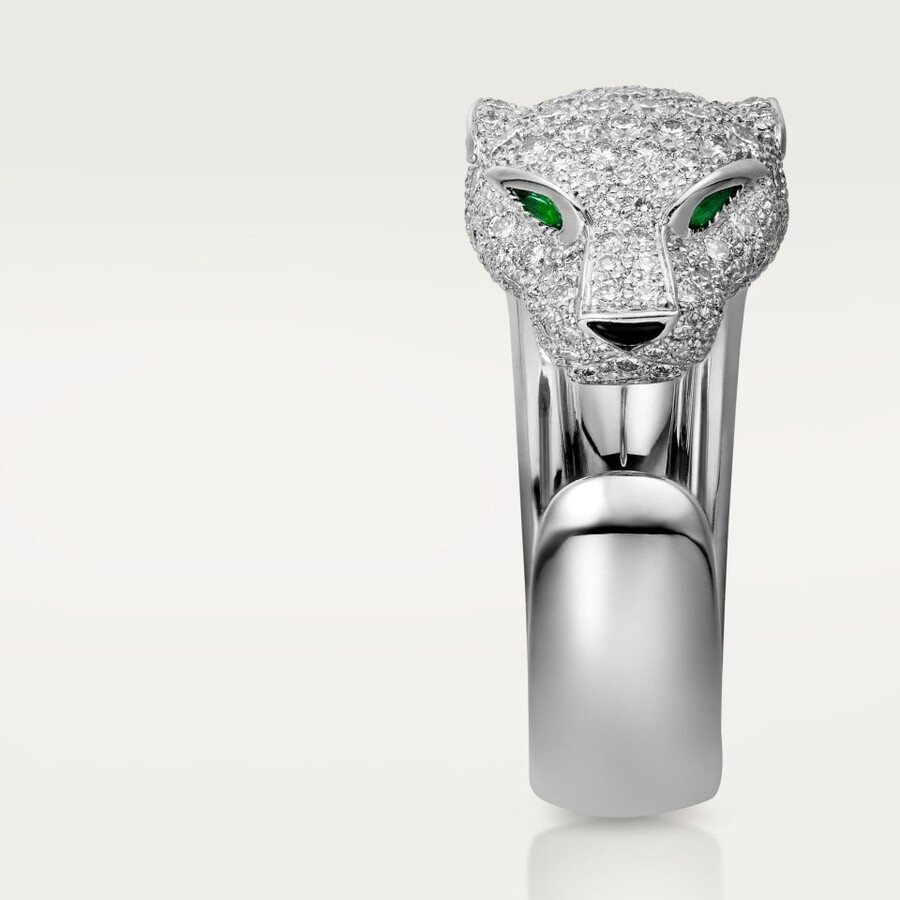 panthère de cartier ring medium model half-paved