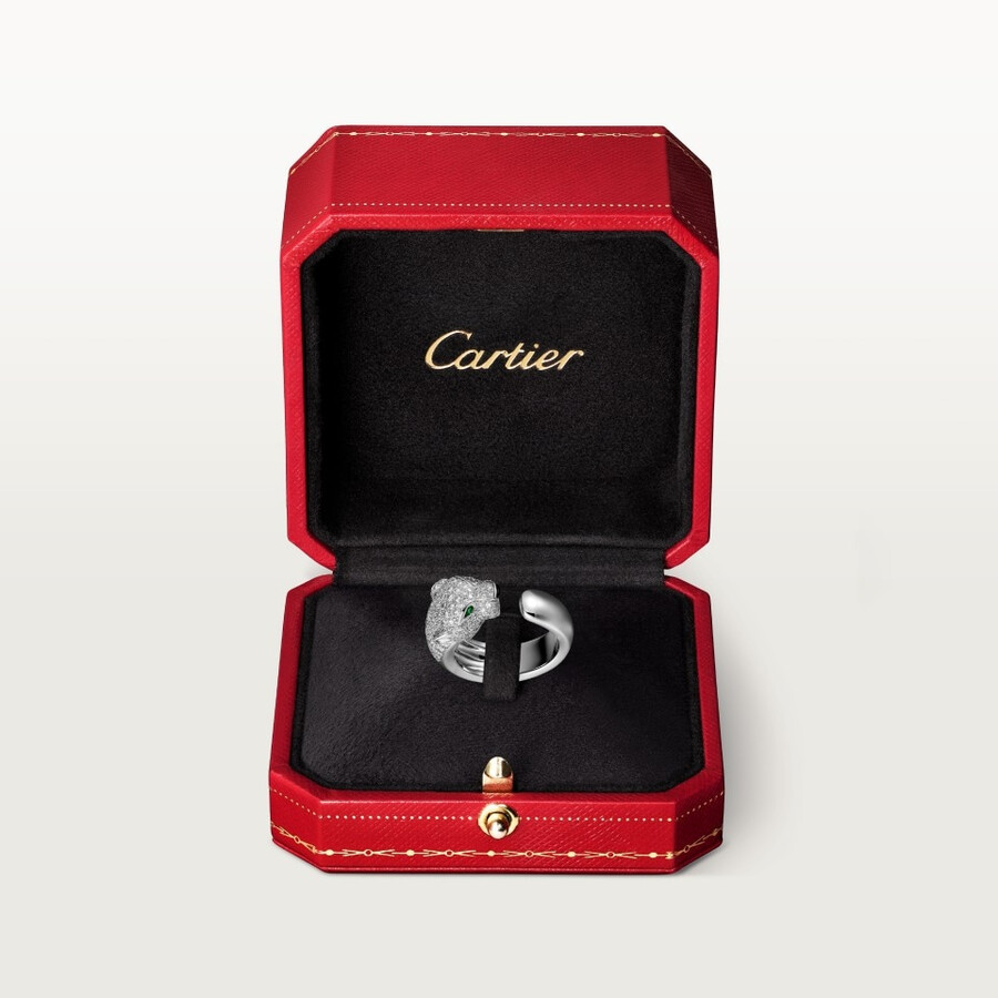 panthère de cartier ring medium model half-paved