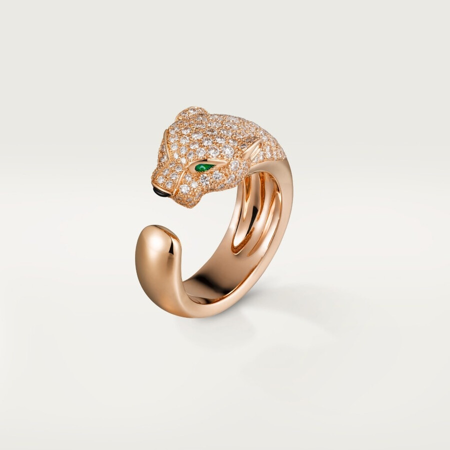 panthère de cartier ring medium model half-paved