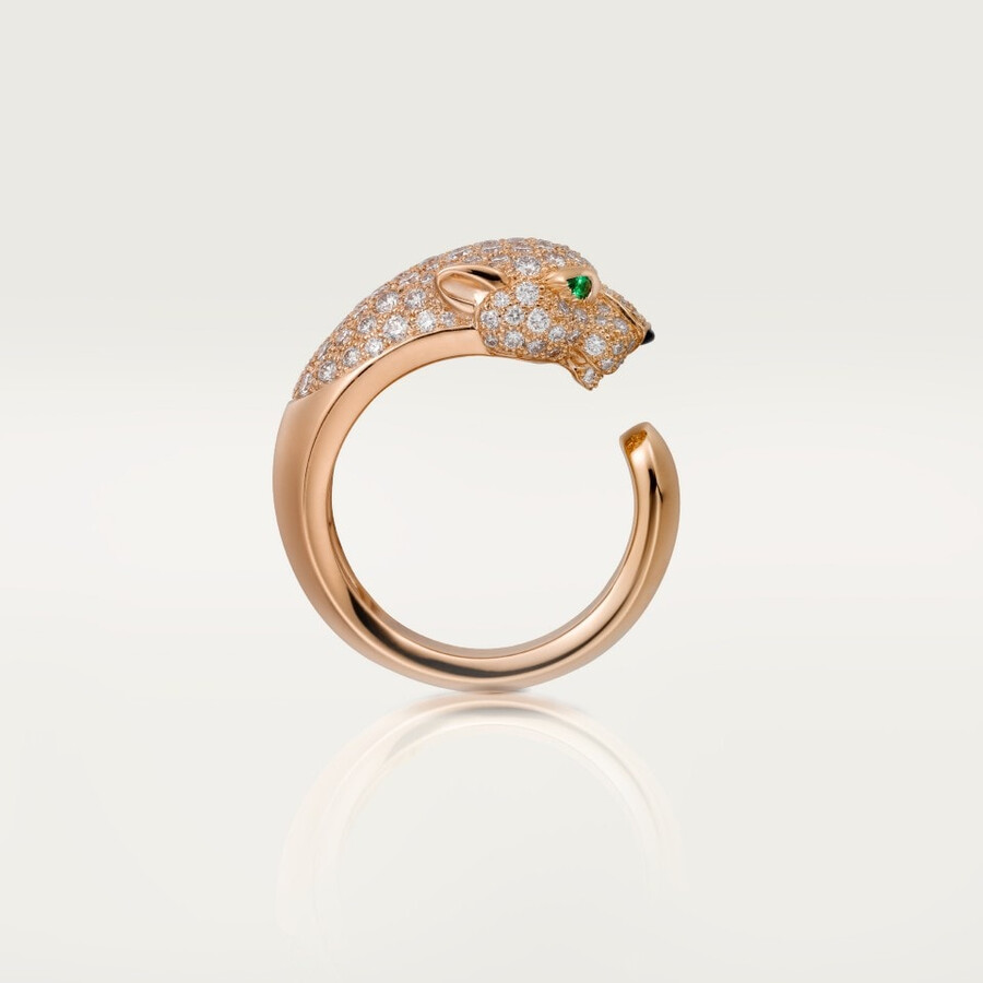 panthère de cartier ring medium model half-paved