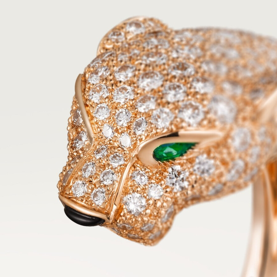 panthère de cartier ring medium model half-paved