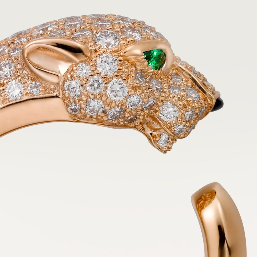 panthère de cartier ring medium model half-paved