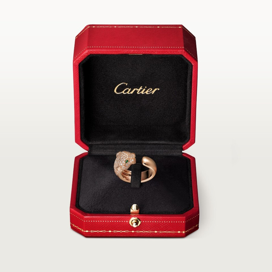 panthère de cartier ring medium model half-paved