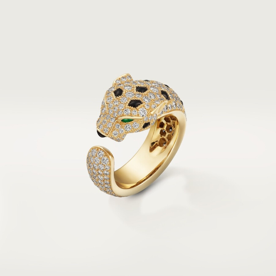 panthère de cartier ring medium model half-paved