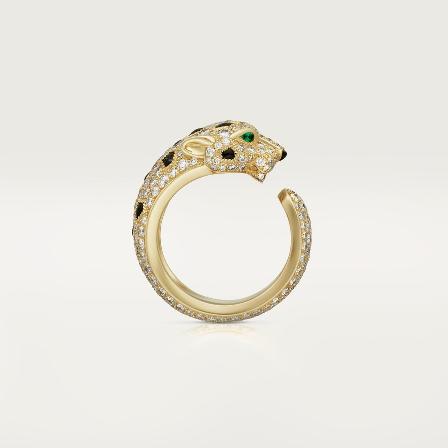panthère de cartier ring medium model half-paved
