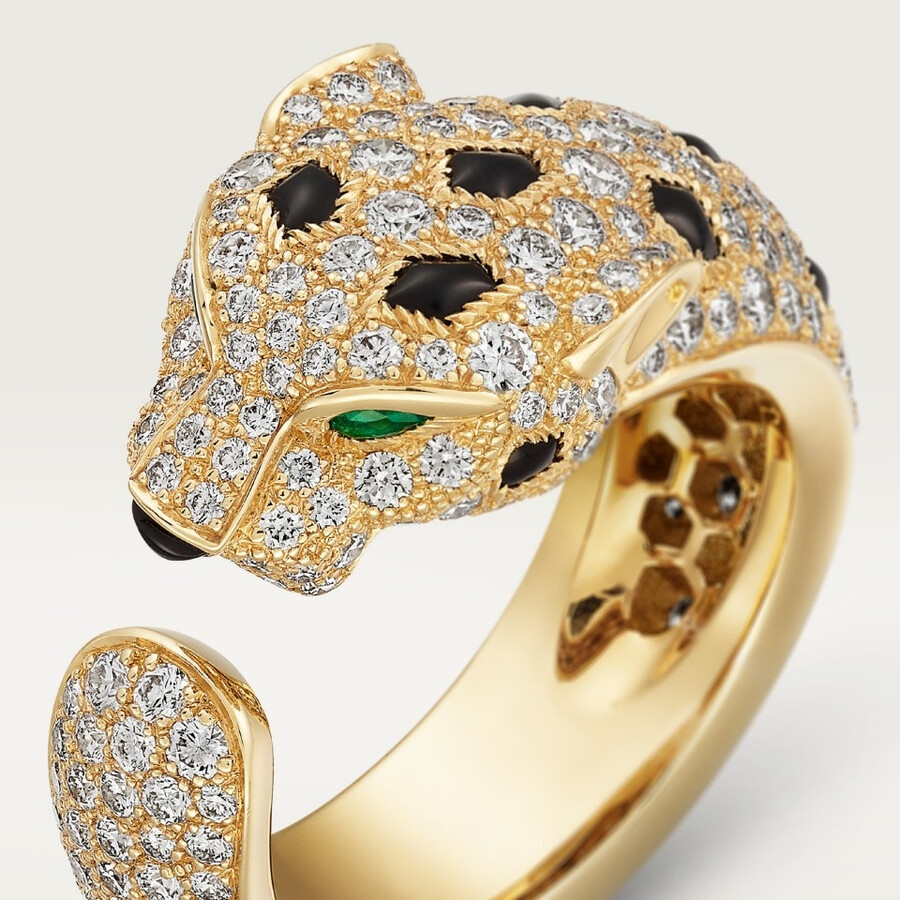 panthère de cartier ring medium model half-paved