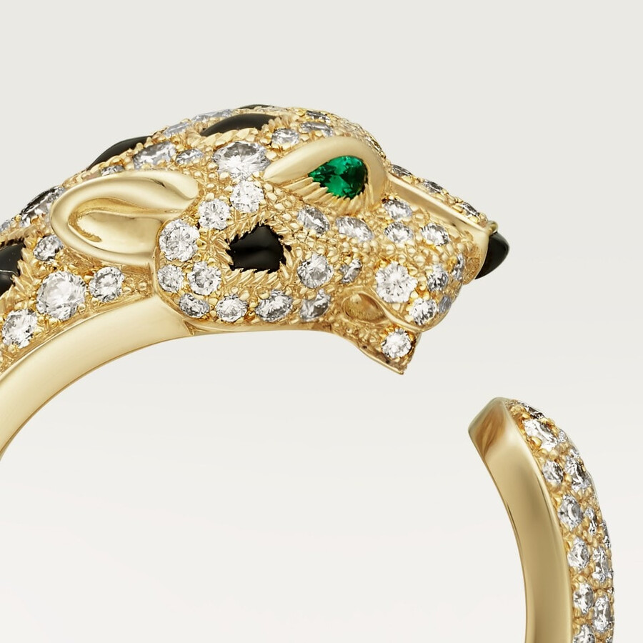 panthère de cartier ring medium model half-paved