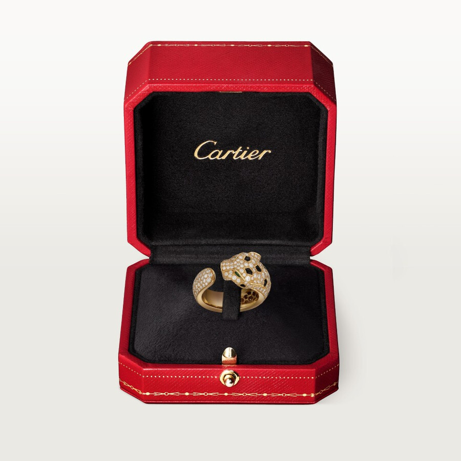 panthère de cartier ring medium model half-paved