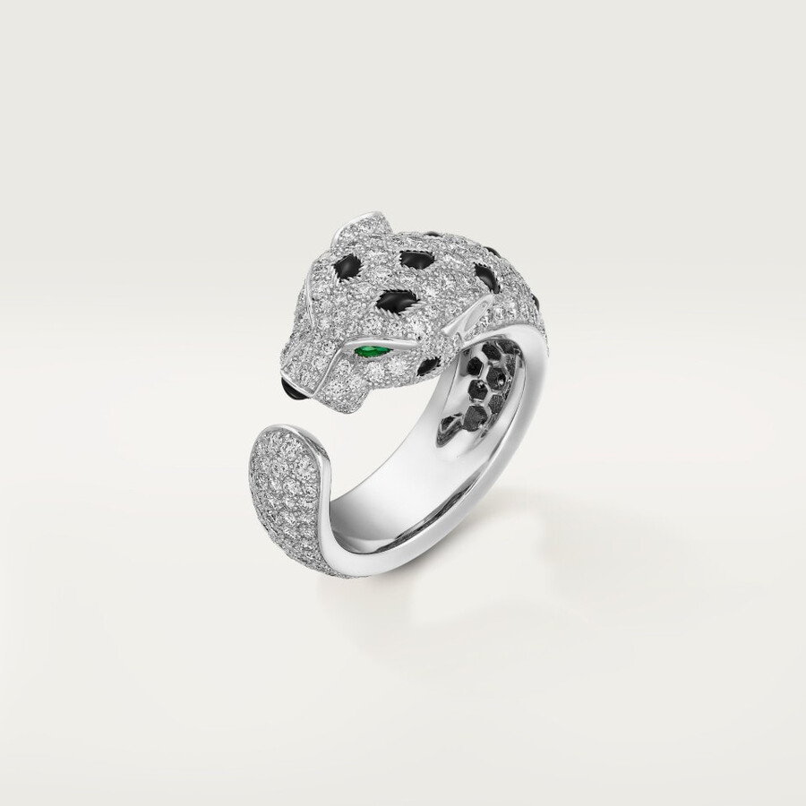 panthère de cartier ring medium model half-paved