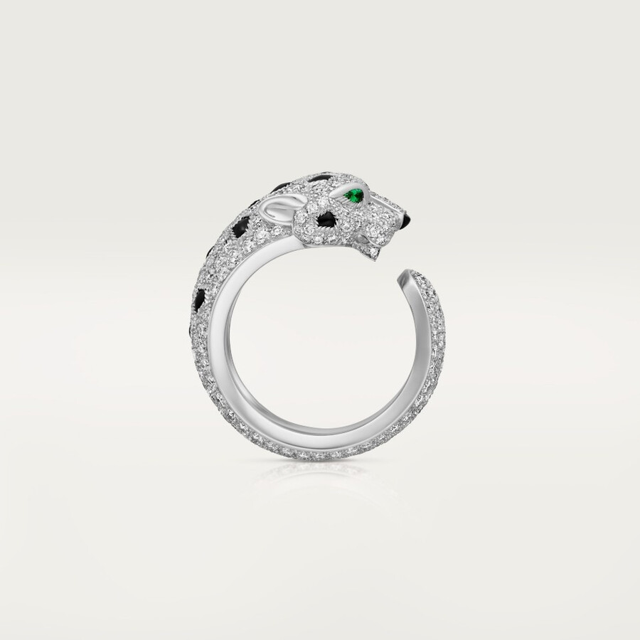 panthère de cartier ring medium model half-paved