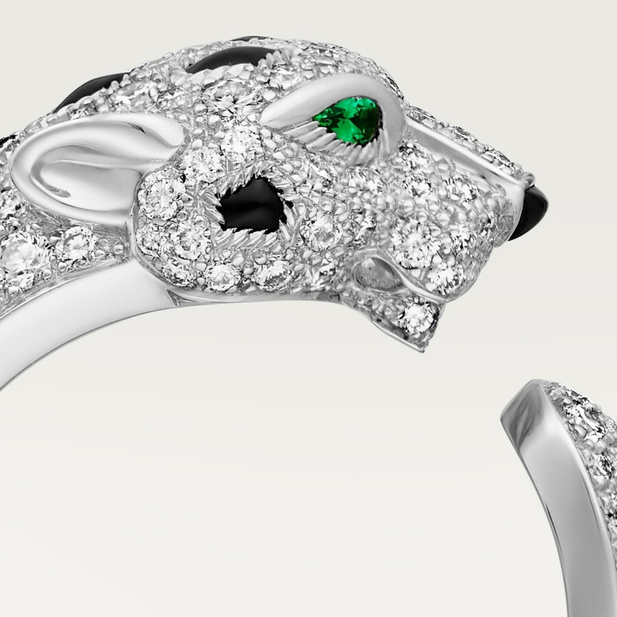 panthère de cartier ring medium model half-paved
