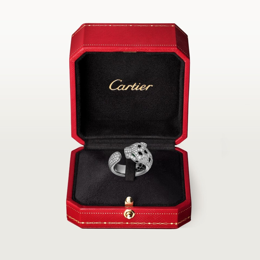 panthère de cartier ring medium model half-paved