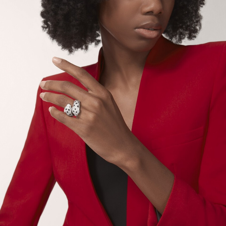 panthère de cartier ring articulated paved