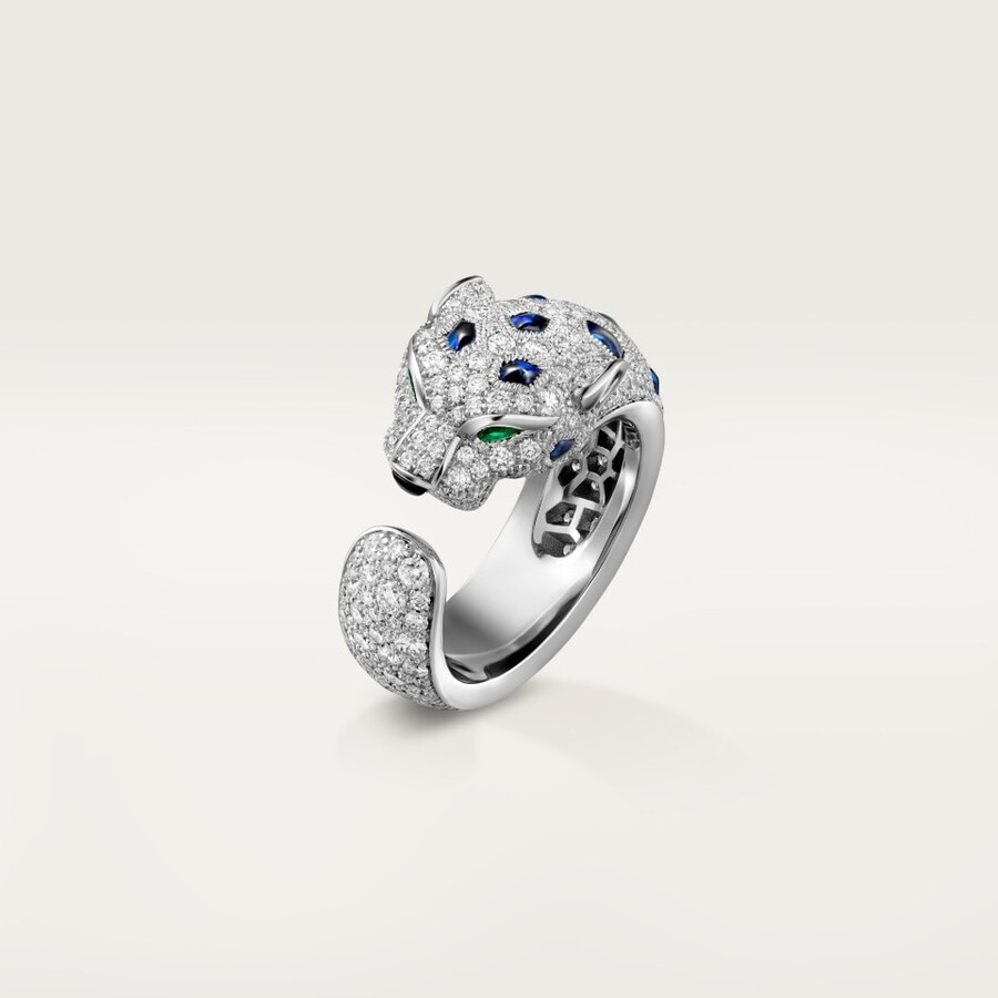 panthère de cartier ring medium model half-paved