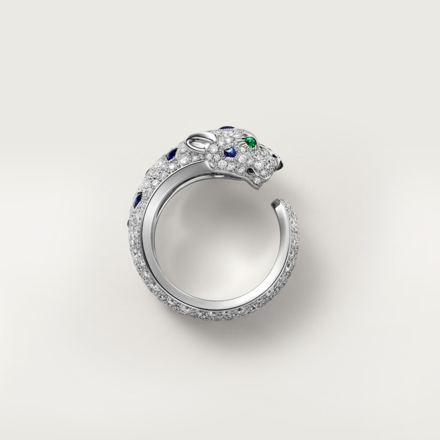 panthère de cartier ring medium model half-paved