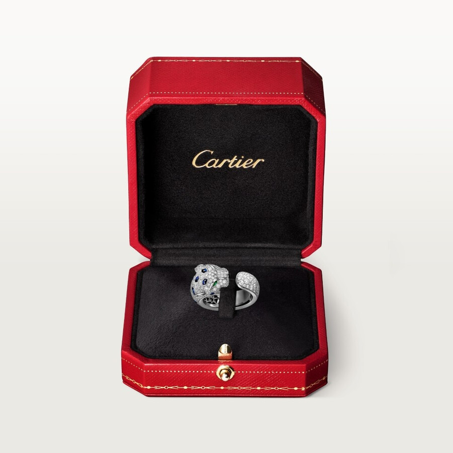 panthère de cartier ring medium model half-paved