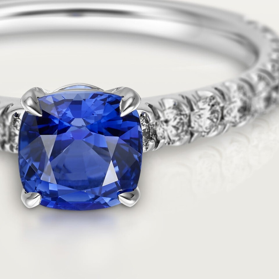 1895 solitaire cushion-cut sapphire paved