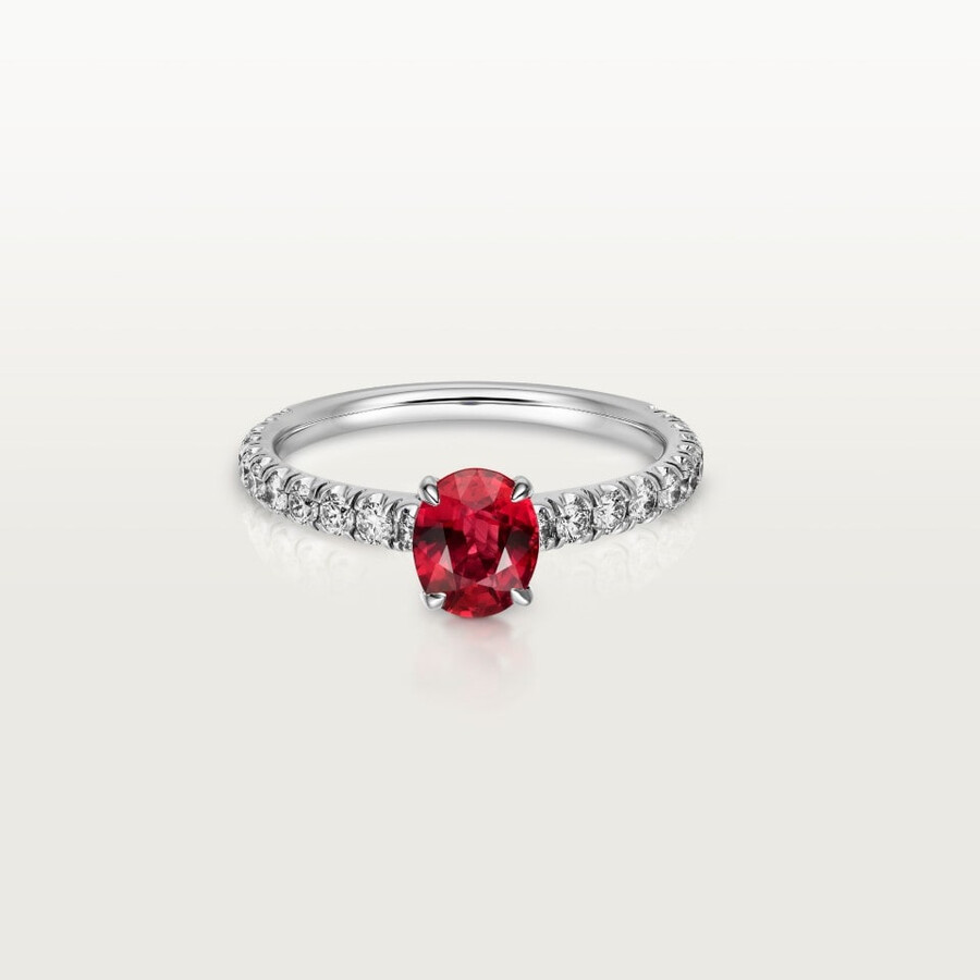 1895 solitaire oval-cut ruby paved