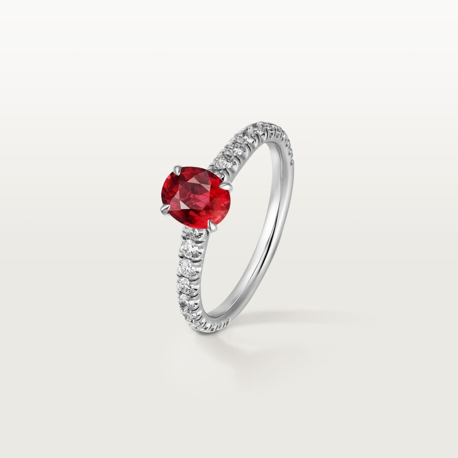 1895 solitaire oval-cut ruby paved