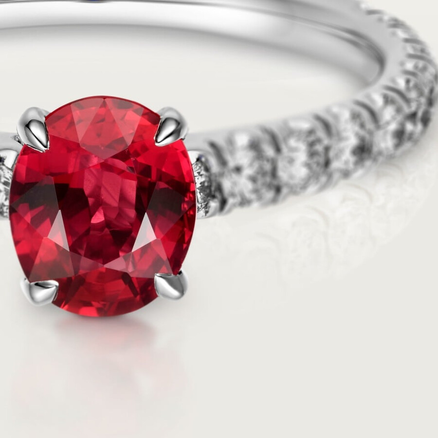 1895 solitaire oval-cut ruby paved