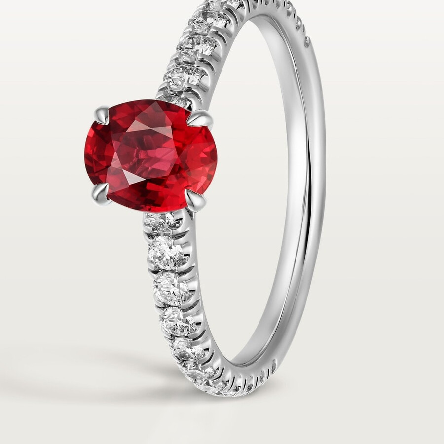 1895 solitaire oval-cut ruby paved