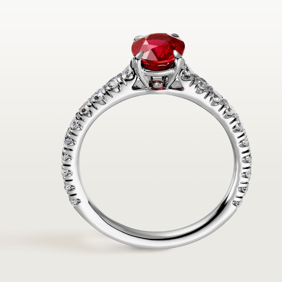 1895 solitaire oval-cut ruby paved
